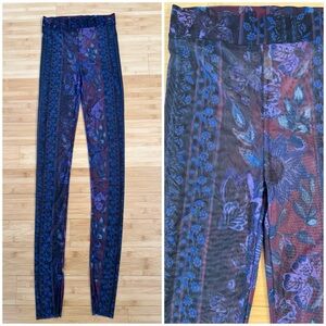 Free People Mesh sheet Patterned Blue and Purple Women's leggings